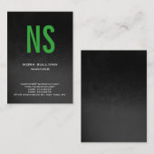 Carte De Visite Unique monogramme gris simple noir vert (Devant / Derrière)