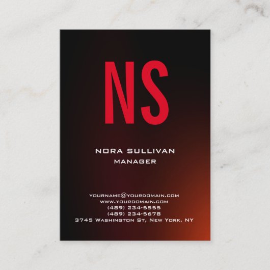 Carte De Visite Unique monogramme simple brun rouge (Devant)