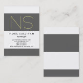 Carte De Visite Unique monogramme simple gris blanc jaune (Devant / Derrière)