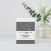 Carte De Visite Unique monogramme simple gris blanc jaune (Debout devant)