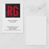 Carte De Visite Unique monogramme simple noir blanc rouge (Devant / Derrière)