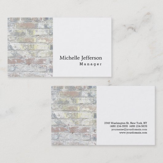 Carte De Visite Unique Mur élégant Blanc Moderne Plaine Simple (Devant / Derrière)