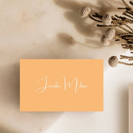 Carte De Visite Unique Nettoyer manuscrit Script Coller orange