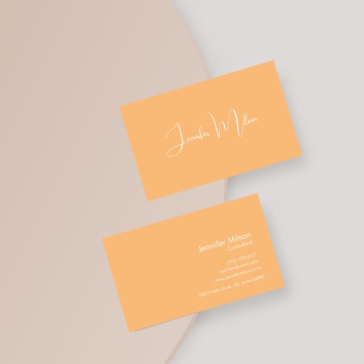 Carte De Visite Unique Nettoyer manuscrit Script Coller orange
