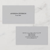 Carte De Visite Unique Original Plain Professional Gris clair (Devant / Derrière)