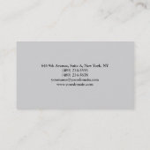 Carte De Visite Unique Original Plain Professional Gris clair (Dos)
