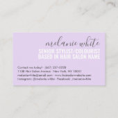 Carte De Visite Unique pastel violet patron babe script cheveux ch (Dos)