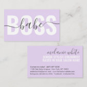 Carte De Visite Unique pastel violet patron babe script cheveux ch (Devant / Derrière)