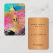 Carte De Visite Unique peinture moderne or monogrammed (Devant / Derrière)