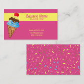 Carte De Visite Unique Pink Sprinkles Cerise Ice Cone (Devant / Derrière)