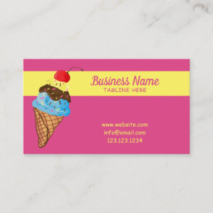 Carte De Visite Unique Pink Sprinkles Cerise Ice Cone