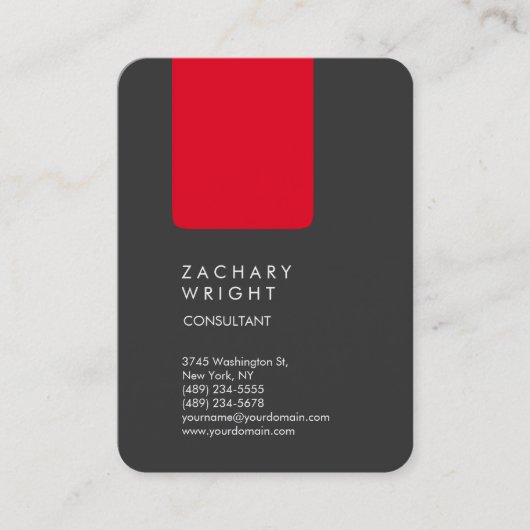 Carte De Visite Unique Professionnel Gris Rouge Moderne Élégant (Devant)