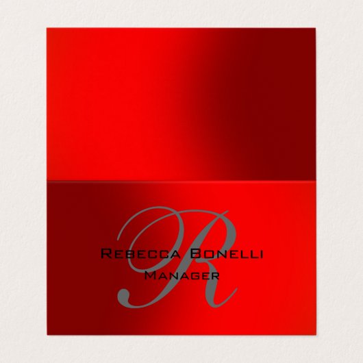 Carte de visite unique Red Grey Monogram Manager (Extérieur déplié)