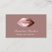 Carte De Visite Unique Rose Gold Lips Makeup Artist  (Devant)