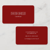 Carte De Visite Unique Rouge foncé Simple Moderne Élégant (Devant / Derrière)