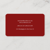 Carte De Visite Unique Rouge foncé Simple Moderne Élégant (Dos)