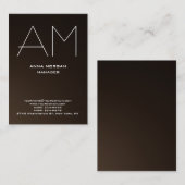 Carte De Visite Unique sépia brun simple monogramme (Devant / Derrière)