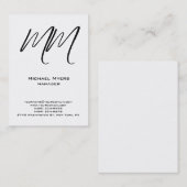 Carte De Visite Unique simple monogramme noir et blanc (Devant / Derrière)