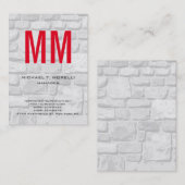 Carte De Visite Unique simple pierre de mur rouge monogramme (Devant / Derrière)