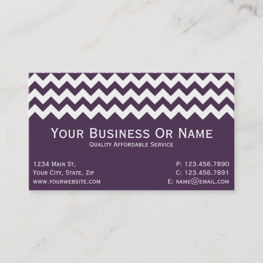 Carte De Visite Unique Style Acai Violet Pourpre Zigzag (Devant)