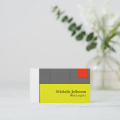Carte De Visite Unique Style Jaune Rouge Gris Blanc Moderne (Debout devant)