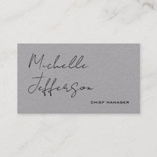 Carte De Visite Unique Stylish Moderne Calligraphie Plain Gris
