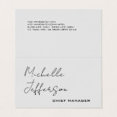 Carte De Visite Unique Stylish Moderne Calligraphie Plain Gris (Extérieur déplié)