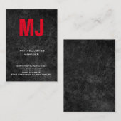 Carte De Visite Unique tendance gris vertical gris énorme monogram (Devant / Derrière)