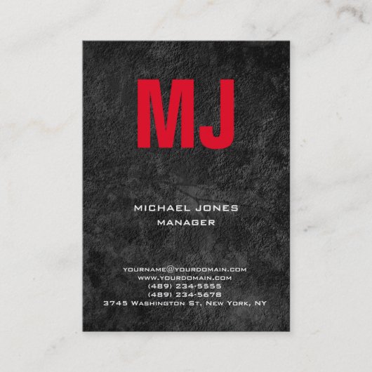 Carte De Visite Unique tendance gris vertical gris énorme monogram (Devant)