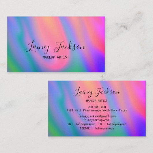 Carte De Visite Unique tendance Rose bleu vert vert vert abstrait  (Devant / Derrière)