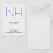 Carte De Visite Unique tendance simple bleu blanc monogramme (Devant / Derrière)