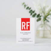 Carte De Visite Unique tendance simple rouge simple monogramme (Debout devant)