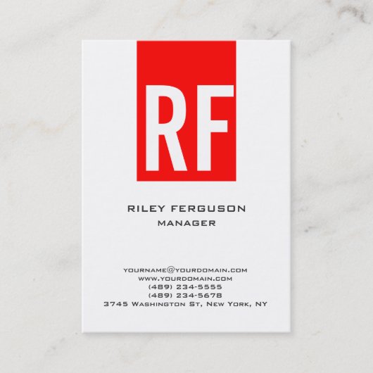 Carte De Visite Unique tendance simple rouge simple monogramme (Devant)