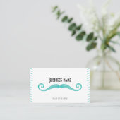 Carte De Visite Unique turquoise code QR noir moustache (Debout devant)