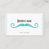 Carte De Visite Unique turquoise code QR noir moustache (Devant)