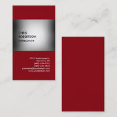 Carte de visite unique vertical gris rouge (Devant / Derrière)