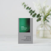 Carte de visite unique vertical gris vert tendance (Debout devant)
