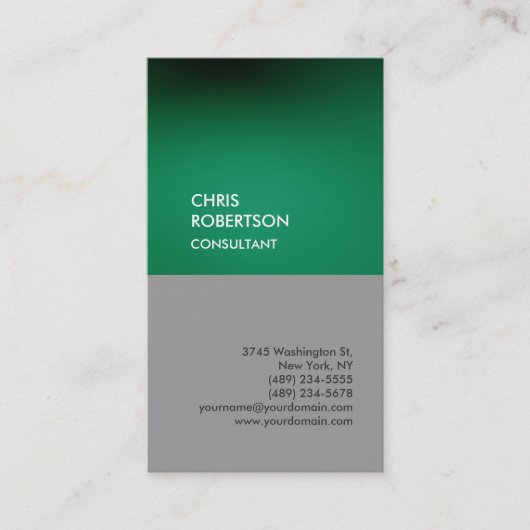 Carte de visite unique vertical gris vert tendance (Devant)