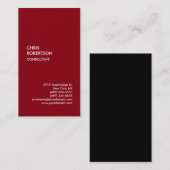 Carte de visite unique vertical noir rouge chic (Devant / Derrière)