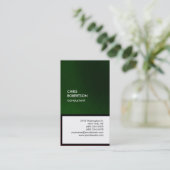 Carte de visite unique vertical noir vert (Debout devant)