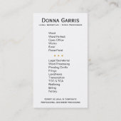 Carte De Visite Unité de traitement filetée de secrétaire (Dos)