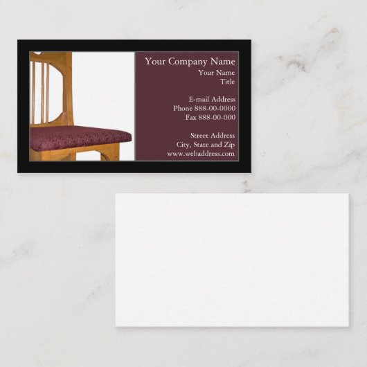 Carte de visite Upholsterer (Devant / Derrière)