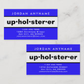 Carte De Visite Upholsterer Gras Bleu et Blanc (Devant / Derrière)