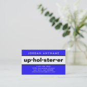 Carte De Visite Upholsterer Gras Bleu et Blanc (Debout devant)