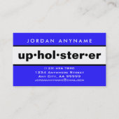 Carte De Visite Upholsterer Gras Bleu et Blanc (Devant)