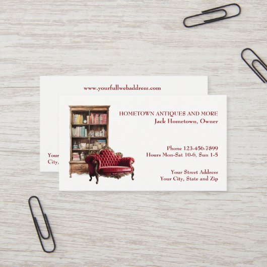 Carte de visite Upholsterer revendeur de magasin d (Devant/Arrière en situation)