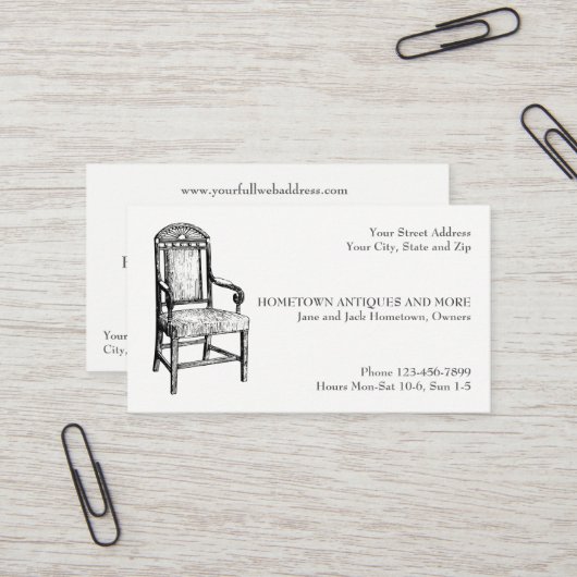 Carte de visite Upholsterer revendeur de magasin d (Devant/Arrière en situation)