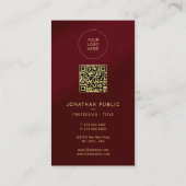 Carte De Visite Upload Logo Here Custom QR Code Gold Text Font (Dos)