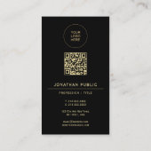 Carte De Visite Upload Your Logo Here Modern QR Code Black & Gold (Dos)