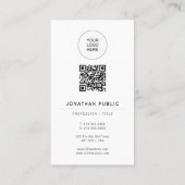 Carte De Visite Upload Your Logo Modern Elegant Template QR Code (Dos)